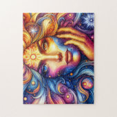 Goddess Head fließend Haar zwei Farben Augen Oktob Puzzle (Vertikal)