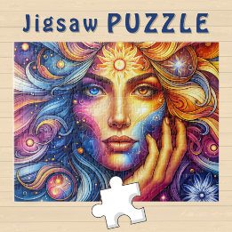 Goddess Head fließend Haar zwei Farben Augen Oktob Puzzle