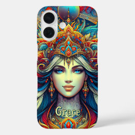 Goddess Head fließend türkis Haar April - iPhone 16 Hülle