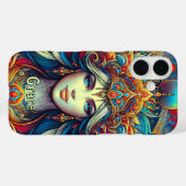 Goddess Head fließend türkis Haar April - Case-Mate iPhone Hülle (Rückseite (Horizontal))