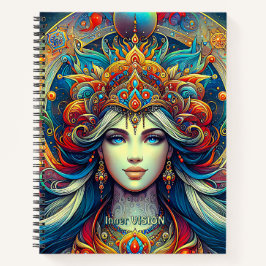 Goddess Head fließend türkis Haar April - Notizblock