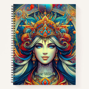 Goddess Head fließend türkis Haar April - Notizblock