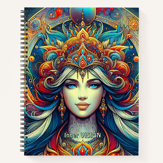 Goddess Head fließend türkis Haar April - Notizblock (Vorderseite)