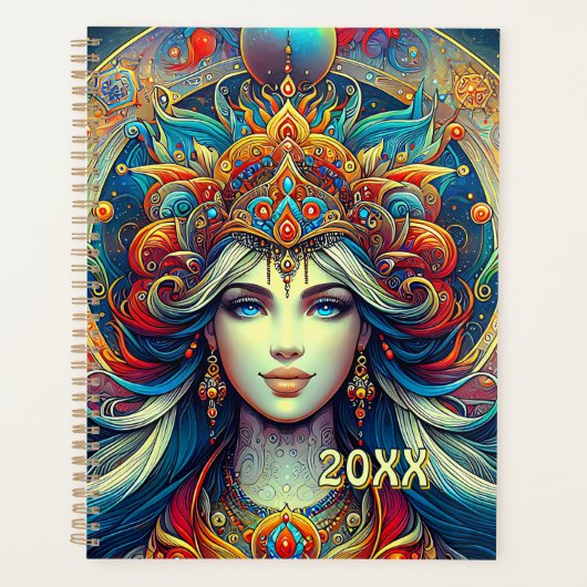Goddess Head fließend türkis Haar April - Planer (Vorderseite)