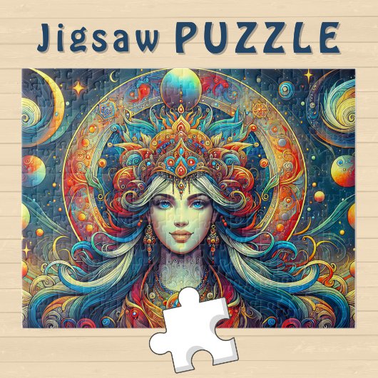 Goddess Head fließend türkis Haar April - Puzzle