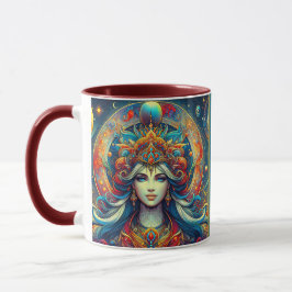 Goddess Head fließend türkis Haar April - Tasse