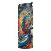 Goddess Head fließend türkis Haar April - Thermosbecher (Nach links gedreht)