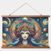 Goddess Head fließend türkis Haar April - Wandteppich Mit Holzrahmen (Vorne)