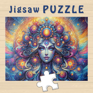 Goddess Head kosmic Hair Blue Eyes September - Puzzle