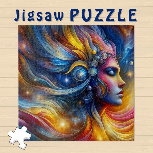 Goddess Head kosmic Hair geschlossen Augen Juni - Puzzle
