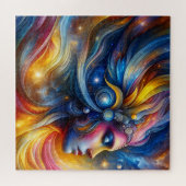 Goddess Head kosmic Hair geschlossen Augen Juni - Puzzle (Horizontal)