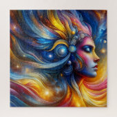 Goddess Head kosmic Hair geschlossen Augen Juni - Puzzle (Vertikal)