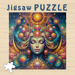 Goddess Head Sonnenhaus geschlossen Augen Juli - Puzzle