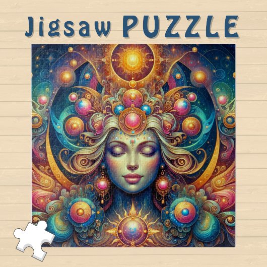 Goddess Head Sonnenhaus geschlossen Augen Juli - Puzzle