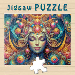 Goddess Head Sonnenhaus geschlossen Augen Juli - Puzzle