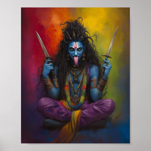 Goddess Kali Abstrakt Rainbow Porträtmalerei Poster (Vorne)