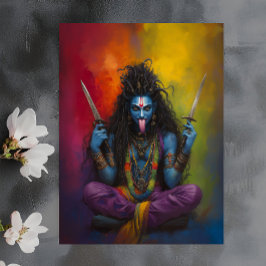 Goddess Kali Abstrakt Rainbow Porträtmalerei Postkarte