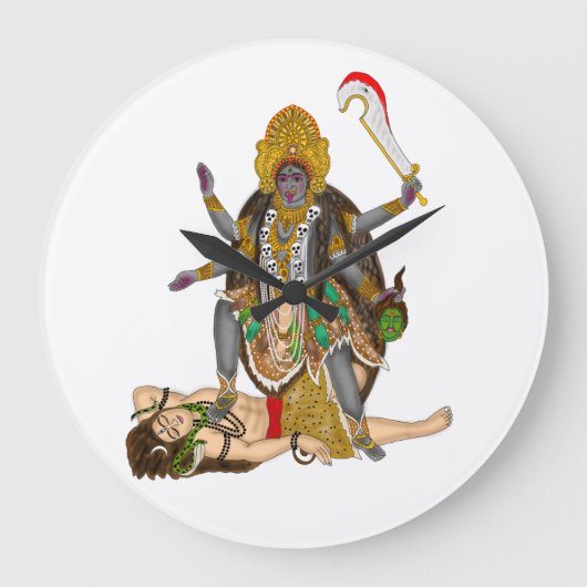 Goddess Kali Clock Große Wanduhr (Vorderseite)