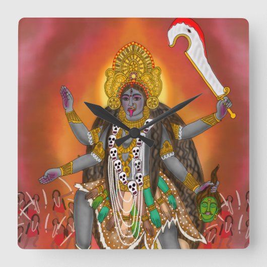 Goddess Kali Clock Quadratische Wanduhr (Vorderseite)