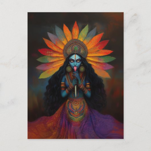 Goddess Kali Surreal Rainbow Portrait Malerei Art Postkarte (Vorderseite)