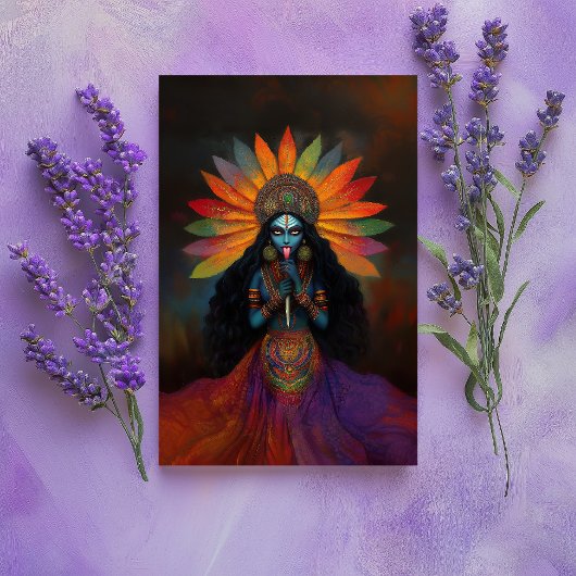 Goddess Kali Surreal Rainbow Portrait Malerei Art Postkarte