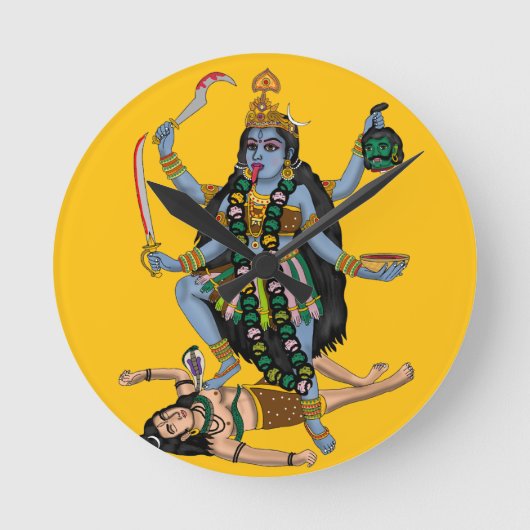 Goddess Kali Wall Clock Runde Wanduhr (Vorderseite)