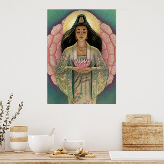 Goddess Kuan Yin Poster "Pink Lotus Heart" (Küche)
