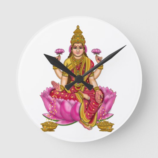 Goddess Lakshmi Clock Runde Wanduhr (Vorderseite)