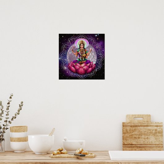 Goddess Lakshmi - kosmischer Segen mandala Poster (Küche)