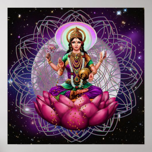 Goddess Lakshmi - kosmischer Segen mandala Poster (Vorne)