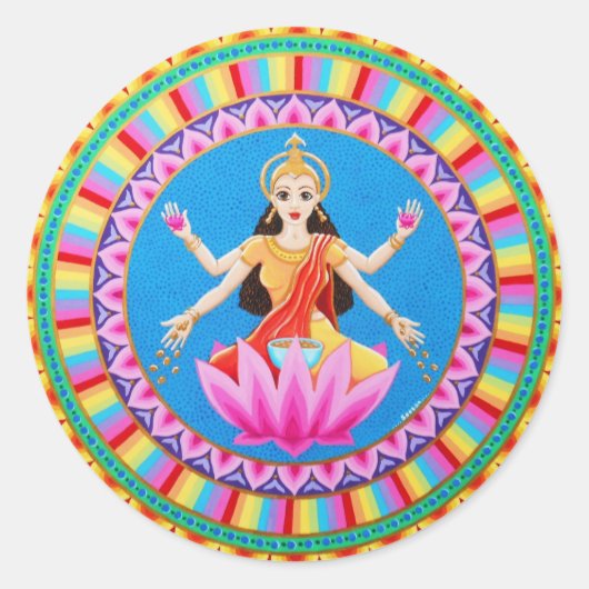 Goddess Lakshmi mandala Runder Aufkleber (Vorderseite)