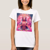 Goddess Lakshmi Pink Lotus on White T-Shirt (Vorderseite)