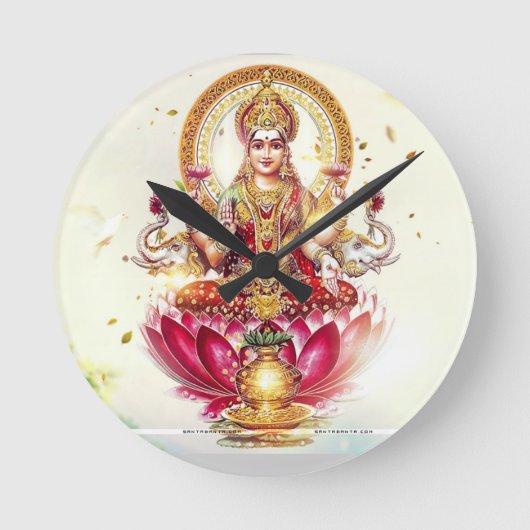 GODDESS LAKSHMI WALL CLOCK RUNDE WANDUHR (Vorderseite)