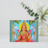 Goddess Lakshmi White Elephants Diwali Malerei Postkarte (Stehend Vorderseite)