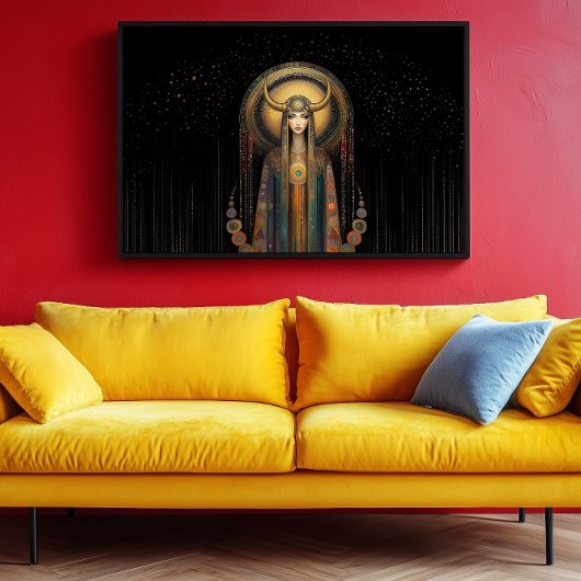 Goddess Lilith Rainbow Gold Schwarz Jugendstil Poster