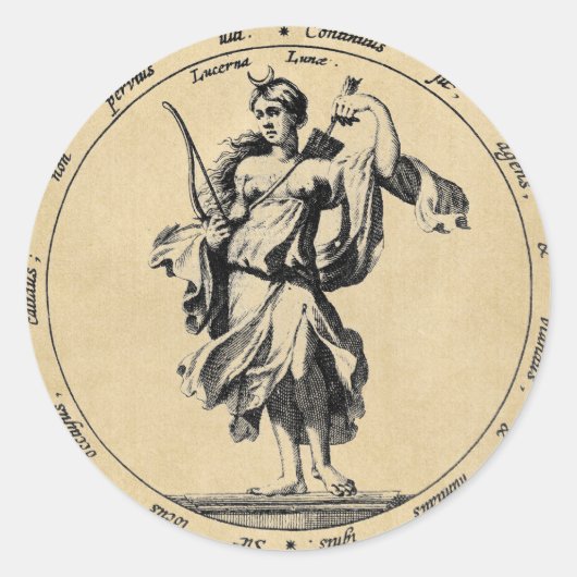 Goddess Luna Moon Runder Aufkleber (Vorderseite)