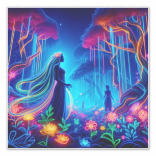 Goddess Neon Forest of Light Fantasy Märchenart Aufkleber