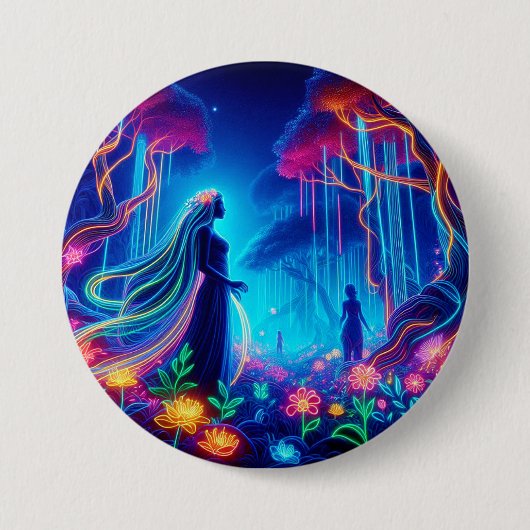 Goddess Neon Forest of Light Fantasy Märchenart Button (Vorderseite)