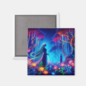 Goddess Neon Forest of Light Fantasy Märchenart Magnet (Vorderseite/Rückseite)