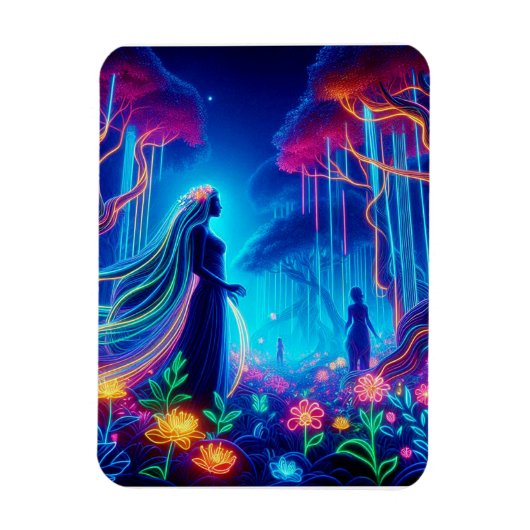 Goddess Neon Forest of Light Fantasy Märchenart Magnet (Vertikal)
