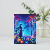 Goddess Neon Forest of Light Fantasy Märchenart Postkarte (Stehend Vorderseite)