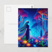 Goddess Neon Forest of Light Fantasy Märchenart Postkarte (Vorne/Hinten)