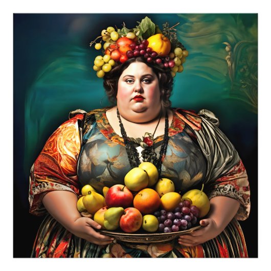 "Goddess of Overindulgence" - farbiges Portrait Fotodruck (Vorne)