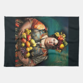 "Goddess of Overindulgence" - farbiges Portrait Geschirrtuch (Horizontal)