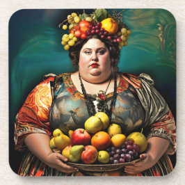 "Goddess of Overindulgence" - farbiges Portrait Getränkeuntersetzer