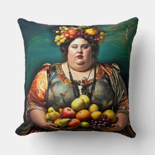 "Goddess of Overindulgence" - farbiges Portrait Kissen