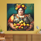 "Goddess of Overindulgence" - farbiges Portrait Leinwanddruck (Insitu (Wohnzimmer))