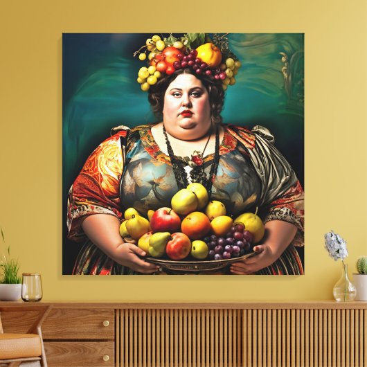 "Goddess of Overindulgence" - farbiges Portrait Leinwanddruck (Insitu (Wohnzimmer))