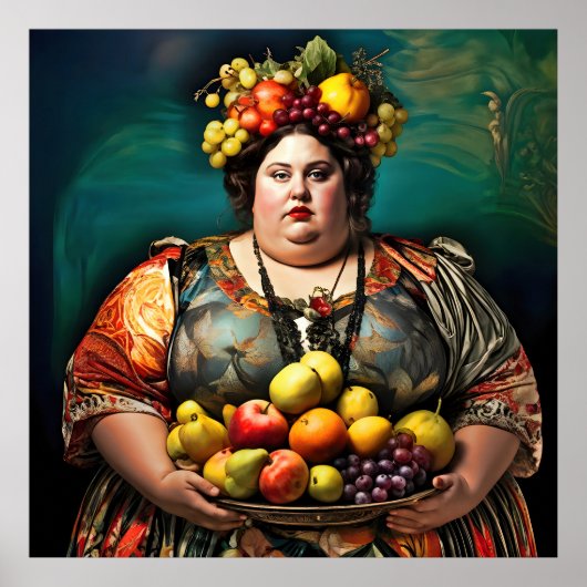 "Goddess of Overindulgence" - farbiges Portrait Poster (Vorne)