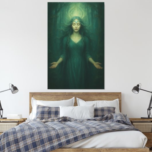 Goddess of the Emerald Spirit – Forest Aura Enligh Leinwanddruck (Insitu (Schlafzimmer))